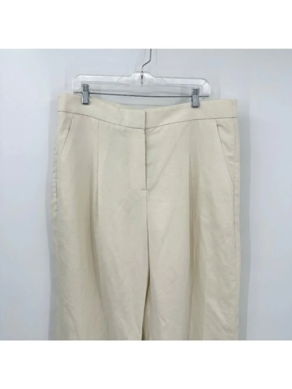 BANANA REPUBLIC pants trousers linen off white 16 career summer pleated office